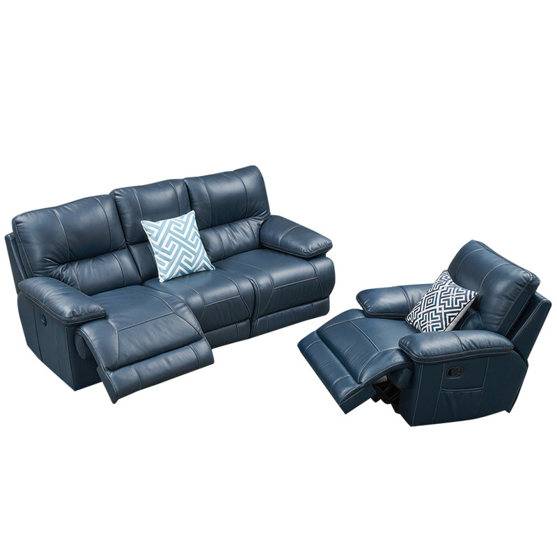 Electric multi-functional retractable sofa, cowhide sofa living room furniture in line combination, two seat sofa