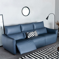 Electric multi-functional retractable sofa, cowhide sofa living room furniture in line combination, two seat sofa