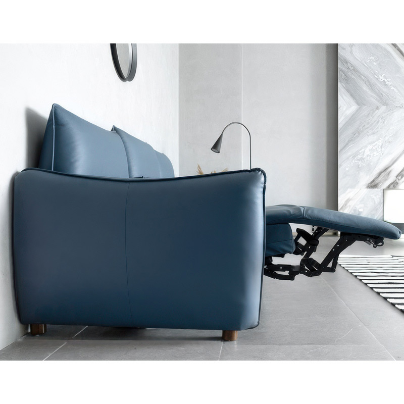 Electric multi-functional retractable sofa, cowhide sofa living room furniture in line combination, two seat sofa