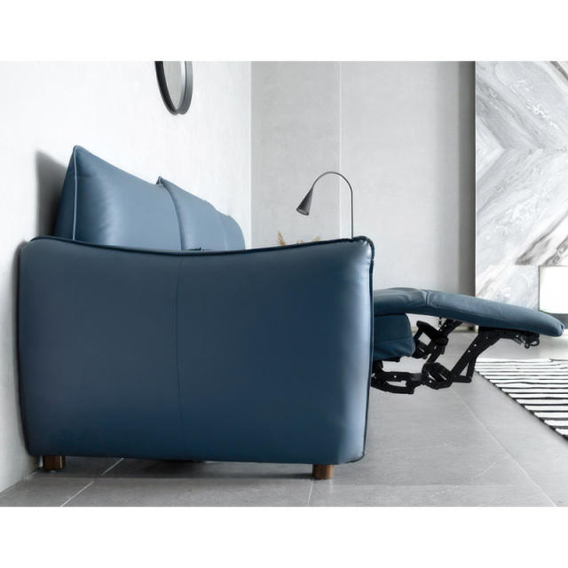 Electric multi-functional retractable sofa, cowhide sofa living room furniture in line combination, two seat sofa