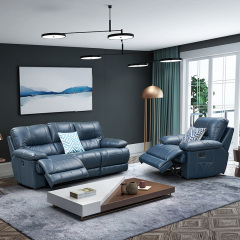 Electric multi-functional retractable sofa, cowhide sofa living room furniture in line combination, two seat sofa
