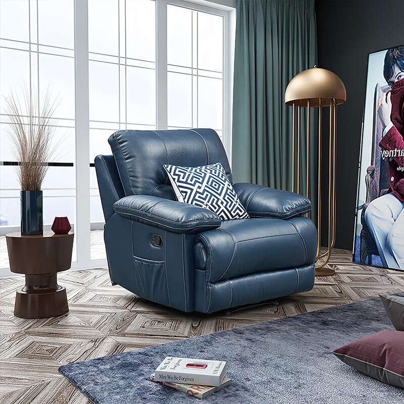 Electric multi-functional retractable sofa, cowhide sofa living room furniture in line combination, two seat sofa