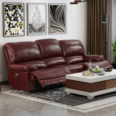 Electric multi-functional retractable sofa, cowhide sofa living room furniture in line combination, two seat sofa