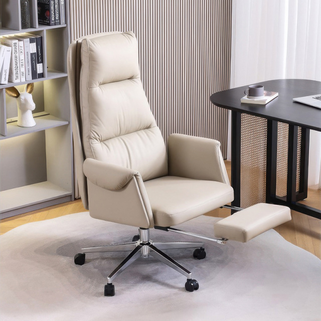 Boss chair Office leather chair swivel chair computer chair home study large class chair lunch break comfortable can lie office chair
