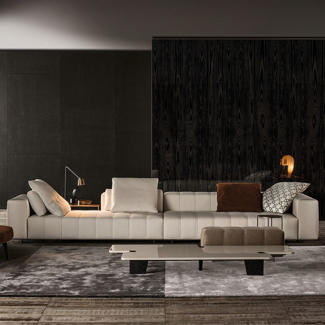 Italian minimalist piano keys sofa living room straight row designer leather light luxury villa large floor module combination