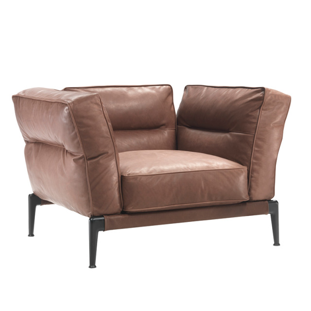 Italian minimalist sofa living room straight row designer leather light luxury villa Large floor, Single seat