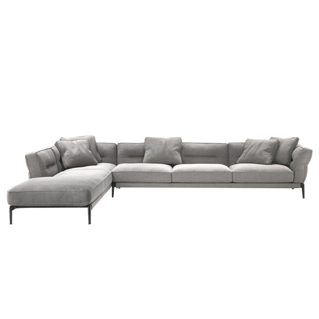 Italy Northern Europe high-end imported modern living room guest combination fabric sofa, 3 seats + corner seat + chaise