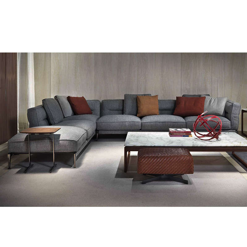 Italy Northern Europe high-end imported modern living room guest combination fabric sofa, 3 seats + corner seat + chaise