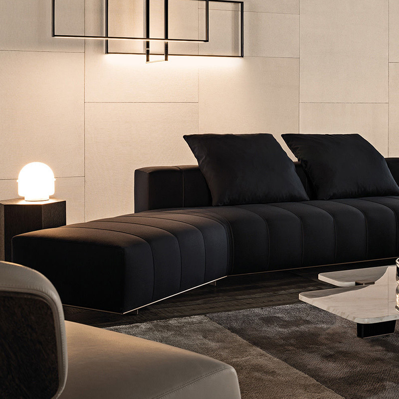 Italian minimalist piano keys sofa living room straight row designer leather light luxury villa large floor module combination