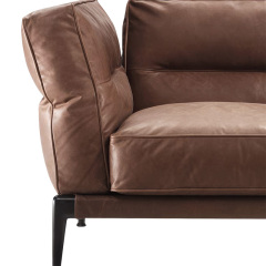 Italian minimalist sofa living room straight row designer leather light luxury villa Large floor, Single seat