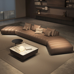Italian minimalist piano keys sofa living room straight row designer leather light luxury villa large floor module combination