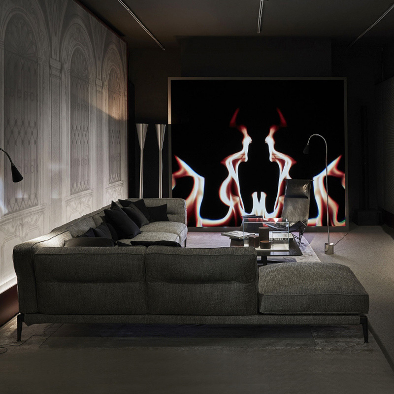 Italy Northern Europe high-end imported modern living room guest combination fabric sofa, 3 seats + corner seat + chaise