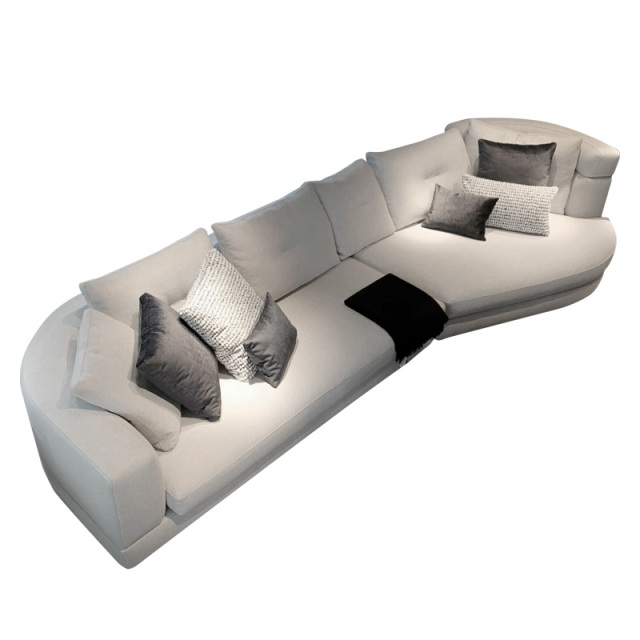 Italy Northern Europe high-end imported modern living room guest combination fabric sofa, Curved 3 seats + Curved 2 seats