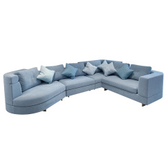 Italy Northern Europe high-end imported modern living room guest combination fabric sofa, 3 seats + corner seat + Curved 2 seats