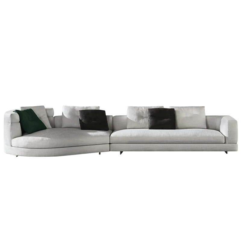 Italy Northern Europe high-end imported modern living room guest combination fabric sofa, 3 seats + Curved 2 seats