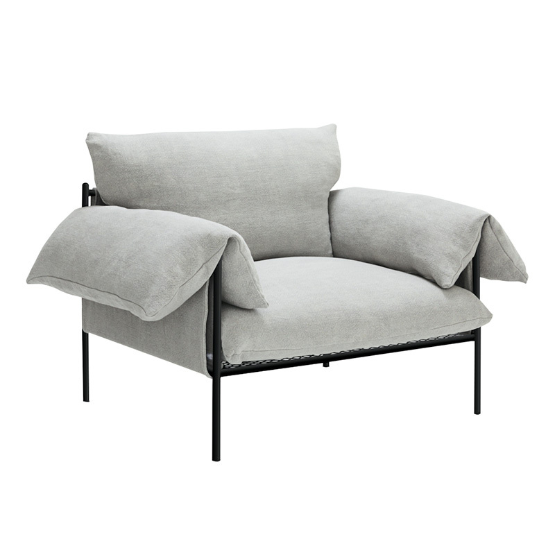 Italian minimalist linen sofa, living room row design, light luxury luxury villa leisure sofa, cotton and linen fabric, single seat