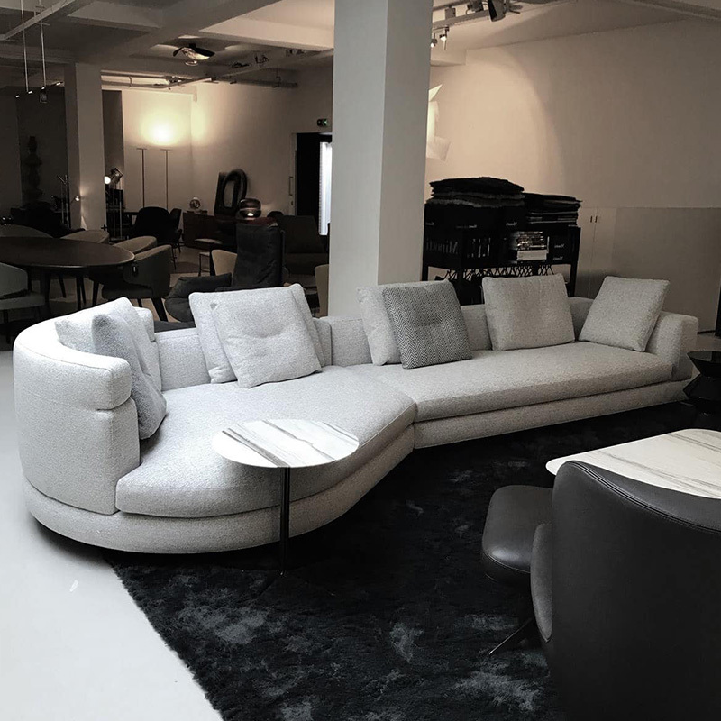 Italy Northern Europe high-end imported modern living room guest combination fabric sofa, 3 seats + Curved 2 seats