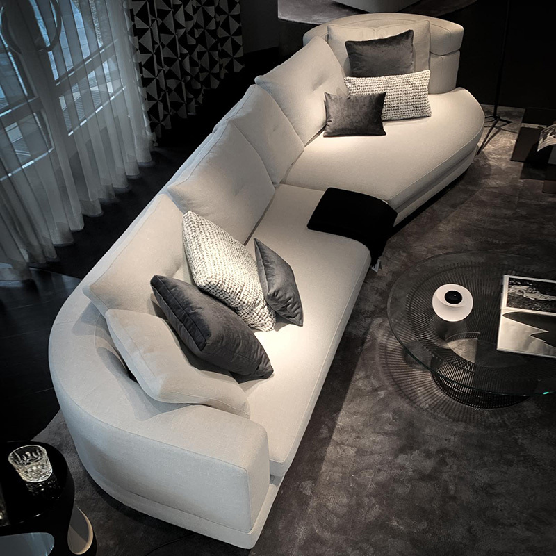 Italy Northern Europe high-end imported modern living room guest combination fabric sofa, Curved 3 seats + Curved 2 seats