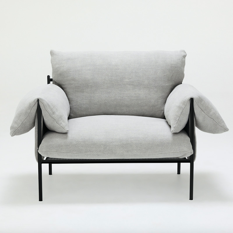 Italian minimalist linen sofa, living room row design, light luxury luxury villa leisure sofa, cotton and linen fabric, single seat