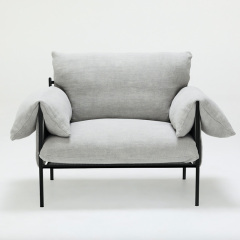 Italian minimalist linen sofa, living room row design, light luxury luxury villa leisure sofa, cotton and linen fabric, single seat