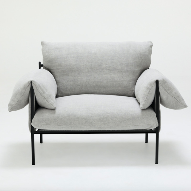 Italian minimalist linen sofa, living room row design, light luxury luxury villa leisure sofa, cotton and linen fabric, single seat
