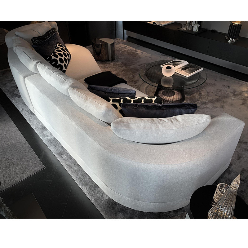 Italy Northern Europe high-end imported modern living room guest combination fabric sofa, Curved 3 seats + Curved 2 seats