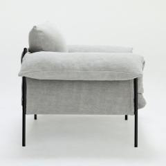 Italian minimalist linen sofa, living room row design, light luxury luxury villa leisure sofa, cotton and linen fabric, single seat