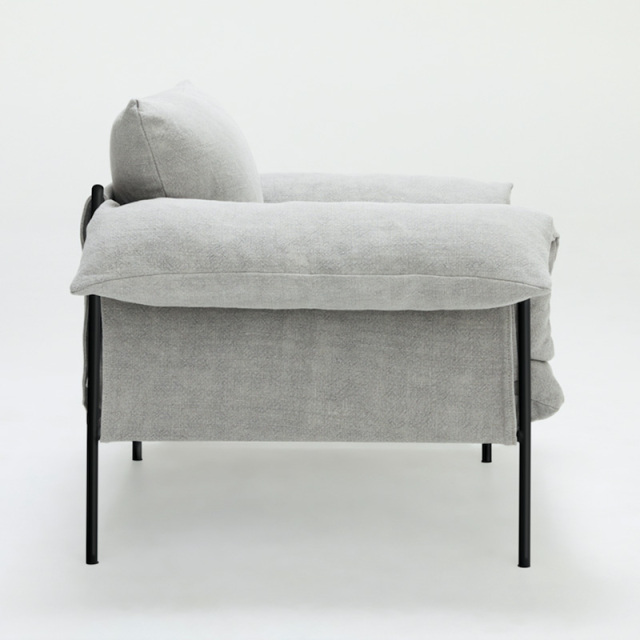 Italian minimalist linen sofa, living room row design, light luxury luxury villa leisure sofa, cotton and linen fabric, single seat