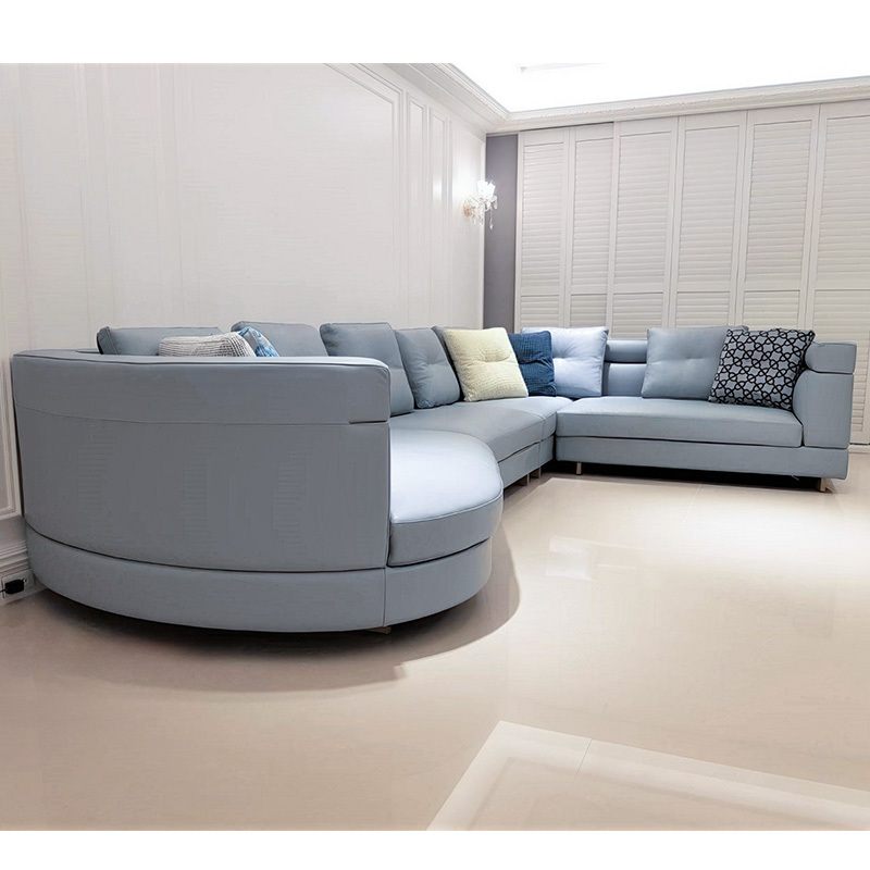 Italy Northern Europe high-end imported modern living room guest combination fabric sofa, 3 seats + corner seat + Curved 2 seats