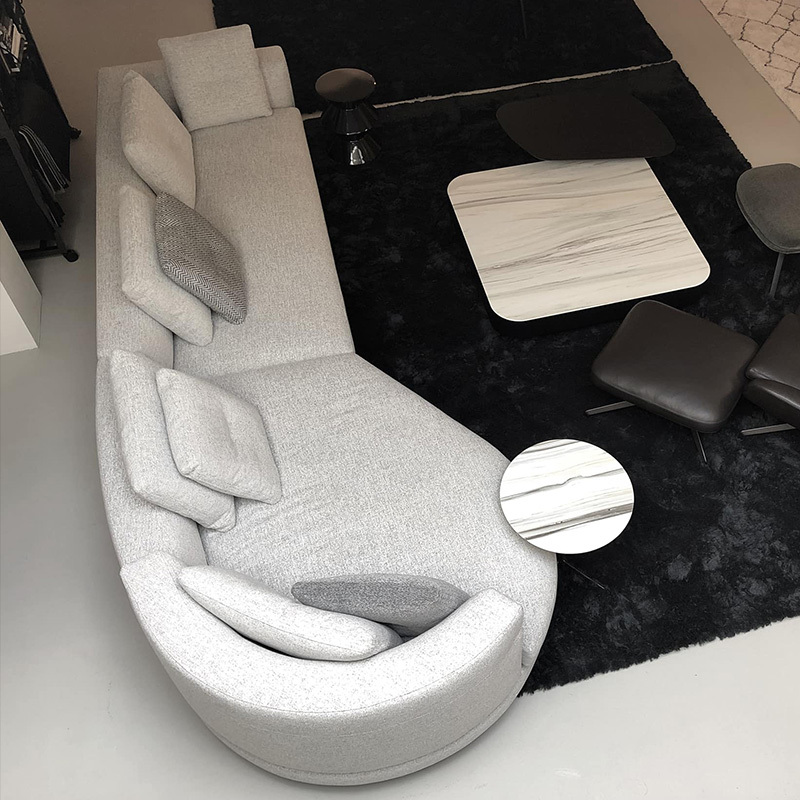 Italy Northern Europe high-end imported modern living room guest combination fabric sofa, 3 seats + Curved 2 seats
