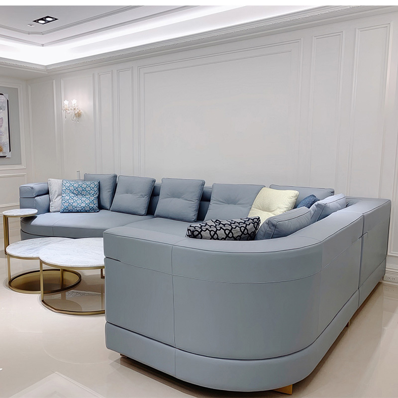 Italy Northern Europe high-end imported modern living room guest combination fabric sofa, 3 seats + corner seat + Curved 2 seats