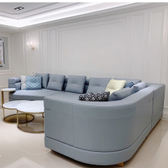 Italy Northern Europe high-end imported modern living room guest combination fabric sofa, 3 seats + corner seat + Curved 2 seats