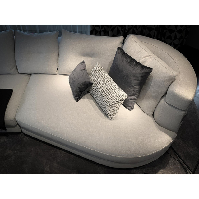 Italy Northern Europe high-end imported modern living room guest combination fabric sofa, Curved 3 seats + Curved 2 seats