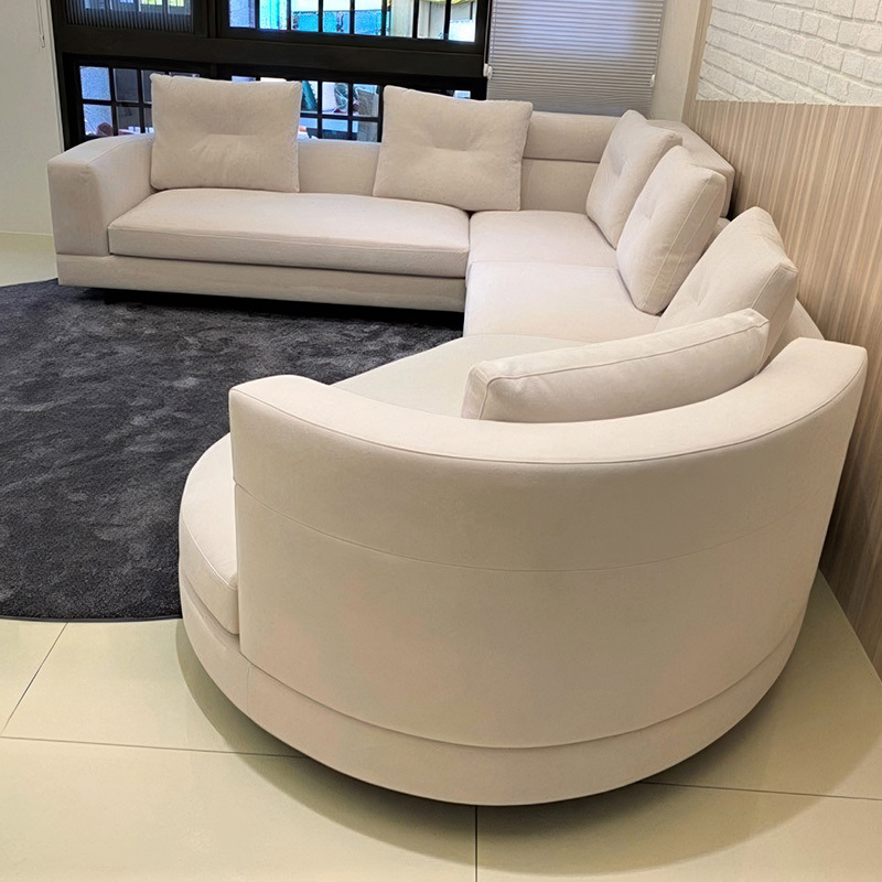 Italy Northern Europe high-end imported modern living room guest combination fabric sofa, 3 seats + corner seat + Curved 2 seats