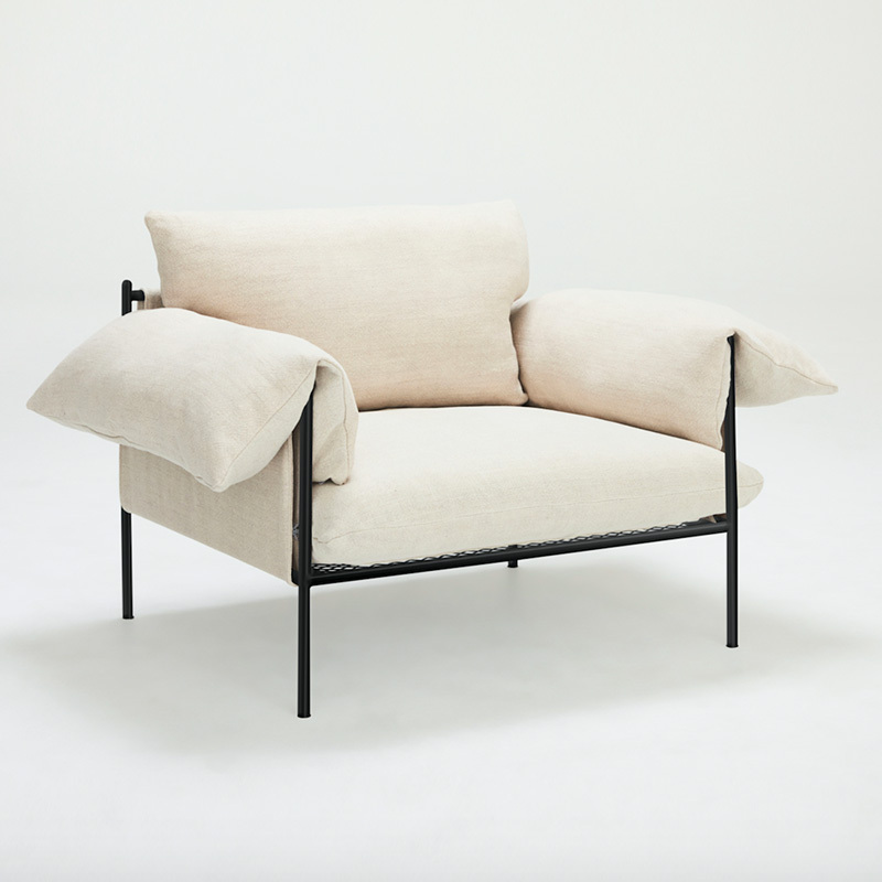 Italian minimalist linen sofa, living room row design, light luxury luxury villa leisure sofa, cotton and linen fabric, single seat
