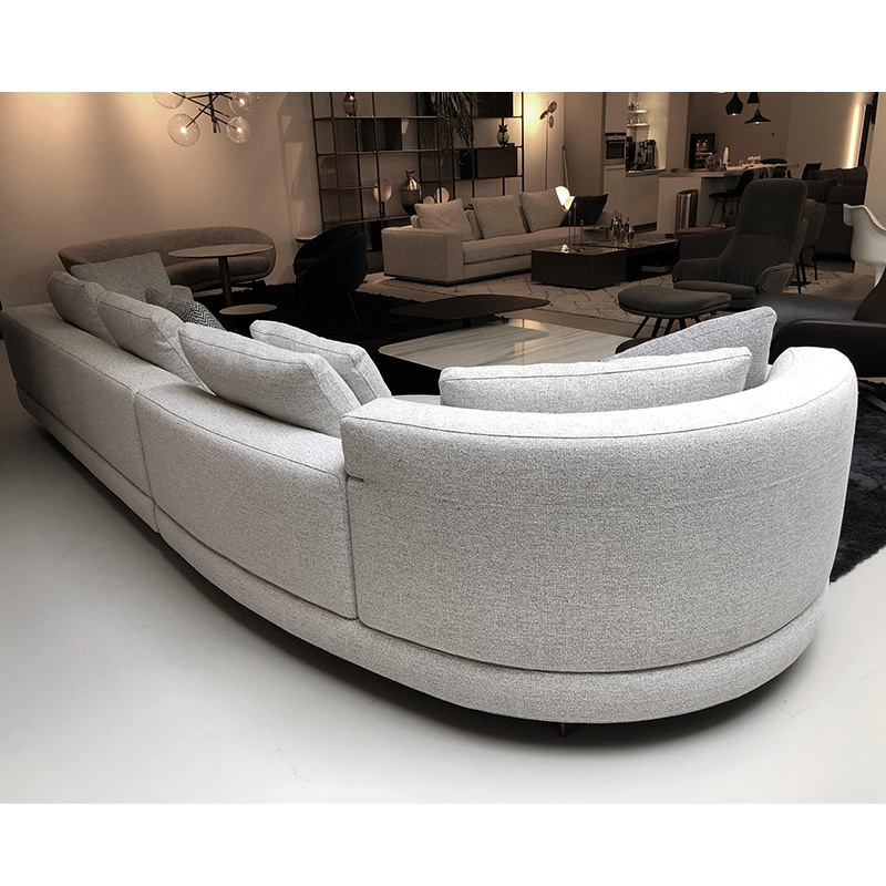 Italy Northern Europe high-end imported modern living room guest combination fabric sofa, 3 seats + Curved 2 seats