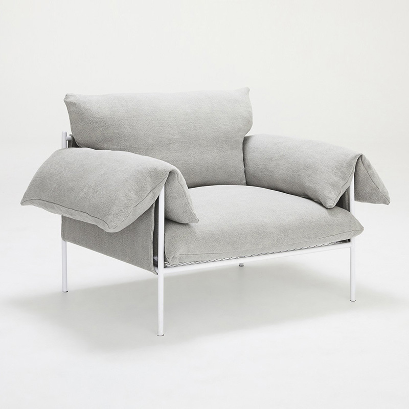 Italian minimalist linen sofa, living room row design, light luxury luxury villa leisure sofa, cotton and linen fabric, single seat