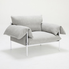 Italian minimalist linen sofa, living room row design, light luxury luxury villa leisure sofa, cotton and linen fabric, single seat