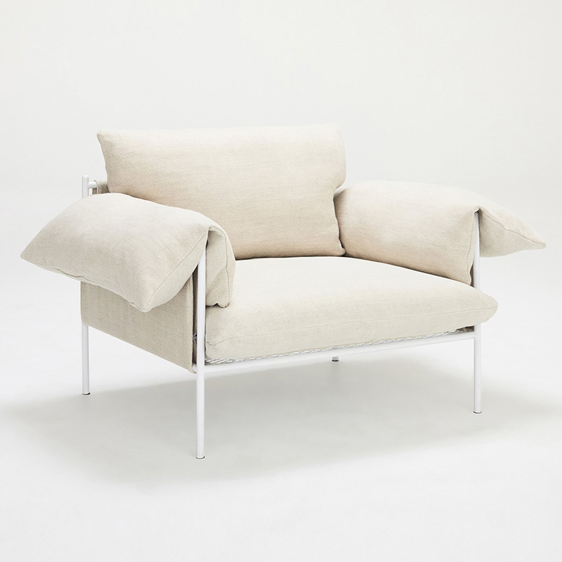 Italian minimalist linen sofa, living room row design, light luxury luxury villa leisure sofa, cotton and linen fabric, single seat