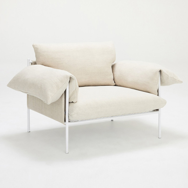 Italian minimalist linen sofa, living room row design, light luxury luxury villa leisure sofa, cotton and linen fabric, single seat