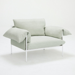 Italian minimalist linen sofa, living room row design, light luxury luxury villa leisure sofa, cotton and linen fabric, single seat
