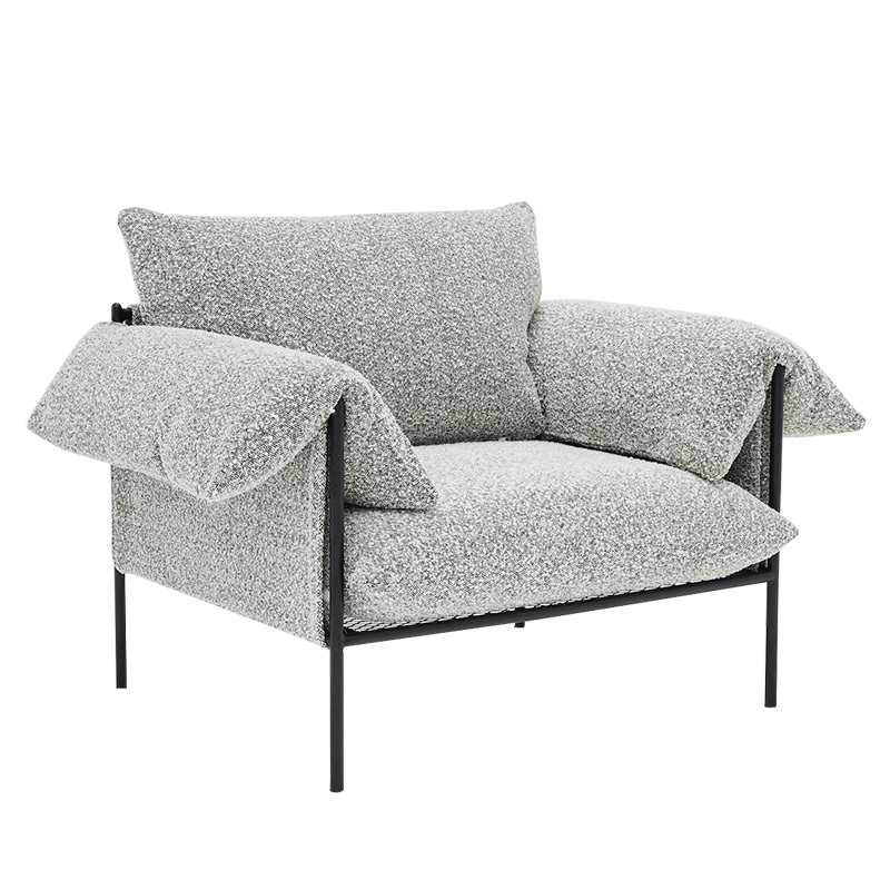 Italian minimalist sofa, living room row design, light luxury luxury villa leisure sofa, flocking fabric, single seat