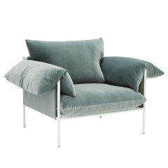 Italian minimalist sofa, living room row design, light luxury luxury villa leisure sofa,Velvet fabric, single seat