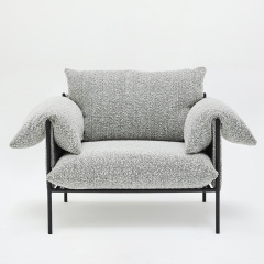 Italian minimalist sofa, living room row design, light luxury luxury villa leisure sofa, flocking fabric, single seat