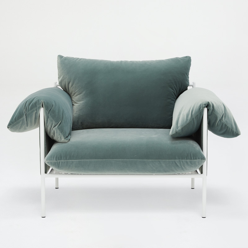 Italian minimalist sofa, living room row design, light luxury luxury villa leisure sofa,Velvet fabric, single seat