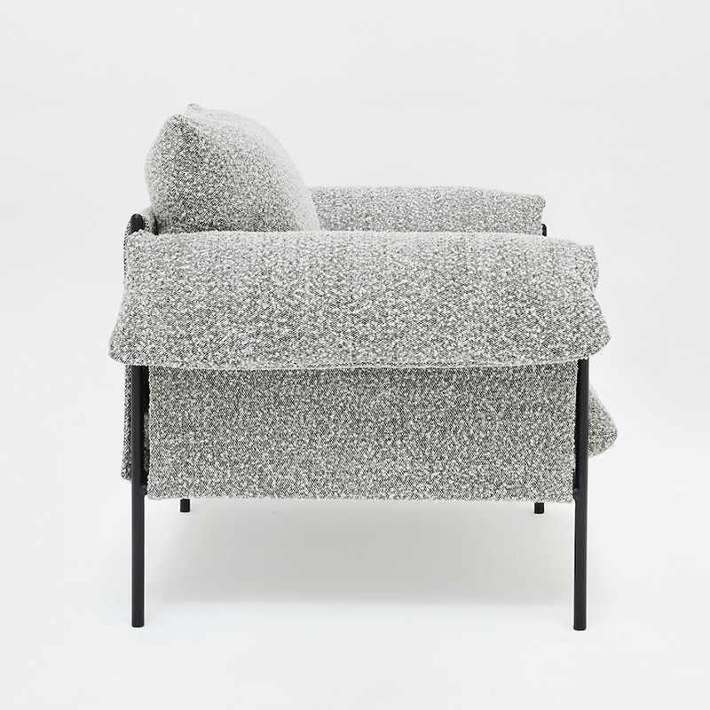 Italian minimalist sofa, living room row design, light luxury luxury villa leisure sofa, flocking fabric, single seat