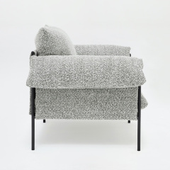 Italian minimalist sofa, living room row design, light luxury luxury villa leisure sofa, flocking fabric, single seat