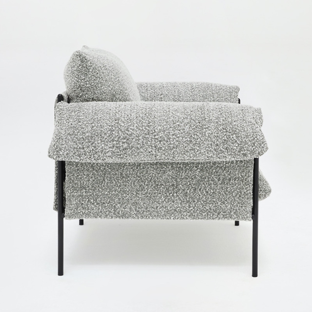 Italian minimalist sofa, living room row design, light luxury luxury villa leisure sofa, flocking fabric, single seat