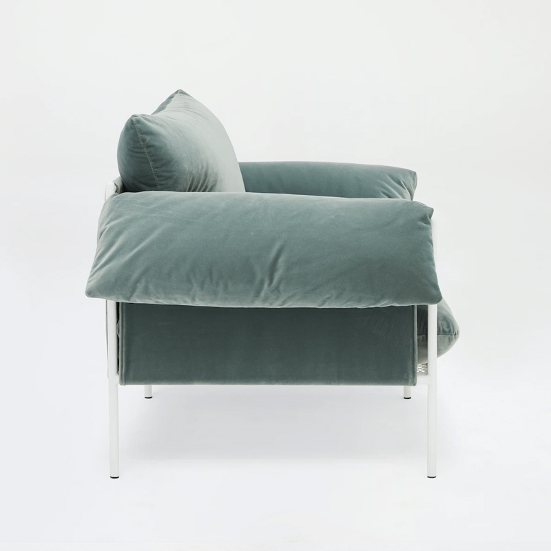 Italian minimalist sofa, living room row design, light luxury luxury villa leisure sofa,Velvet fabric, single seat