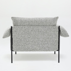 Italian minimalist sofa, living room row design, light luxury luxury villa leisure sofa, flocking fabric, single seat
